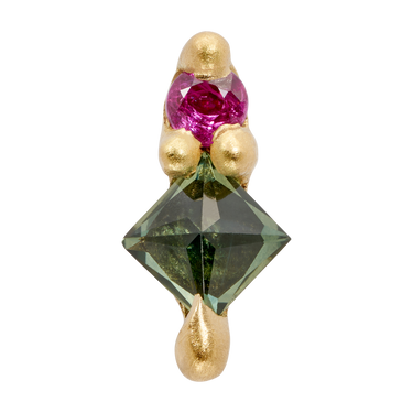Petite Green & Pink Geo Stud Earring - 12110
